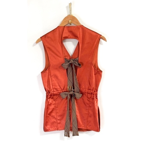NWOT Ulla Johnson Button-Front Collarless Monroe Open-Back Vest - Picture 7 of 8